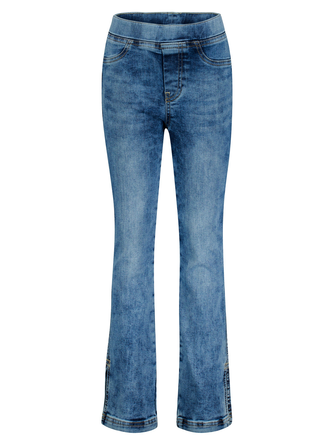 Jeans Blau: Elastische Schlupfjeans von Esprit mit leichtem Bootcut, Wash-Out Effekten und subtilen Seitenschlitzen, perfekt für komfortable Umstandsmode von bellybutton.