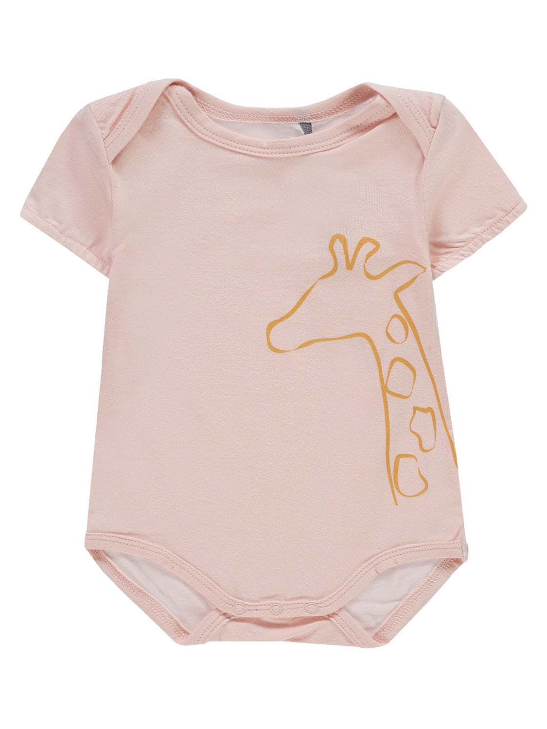 Strampler Rosa: Kurzärmeliger Baby-Body mit gelbem Giraffenmotiv, ideal für den Alltag. Perfekt für den stilvollen Komfort, den bellybutton bietet.