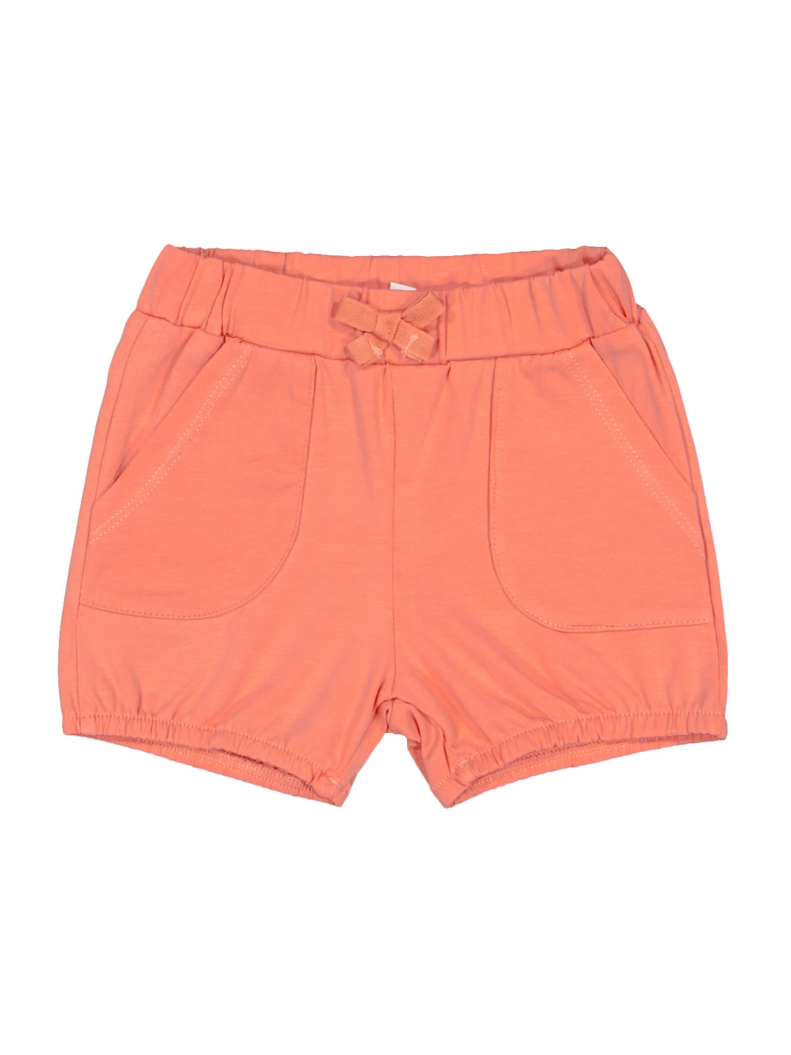 Shorts Koralle mit elastischem Bund und Schleife, zwei Fronttaschen und leicht gerafftem Saum. Ideal für Kinder, erhältlich im bellybutton Online-Shop für Kindermode.