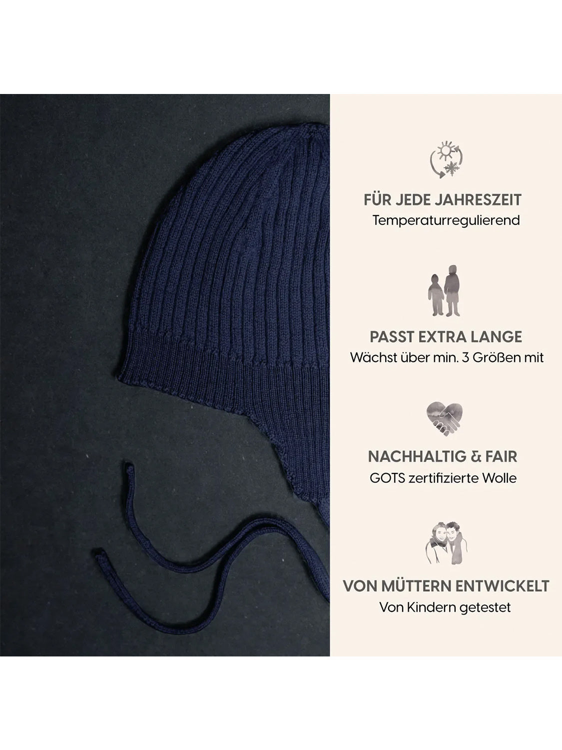 THE WOOLLY BABY HAT - midnight blue
