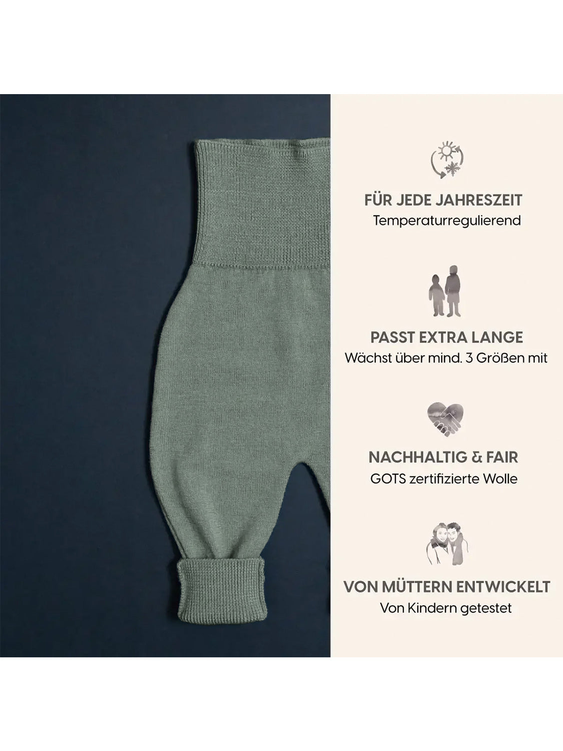THE WOOLLY BABY PANTS - sage
