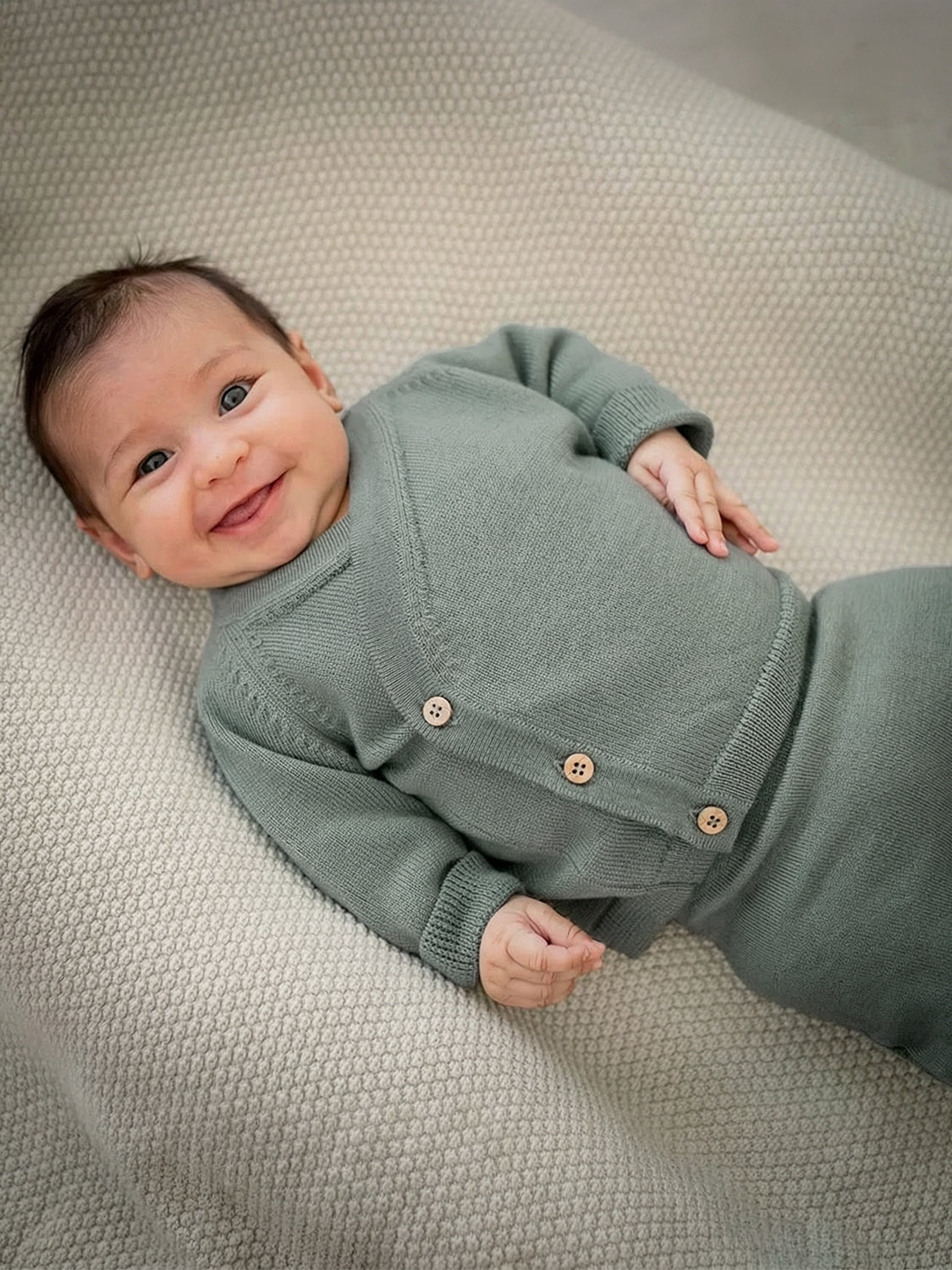 THE WOOLLY BABY JACKET - sage