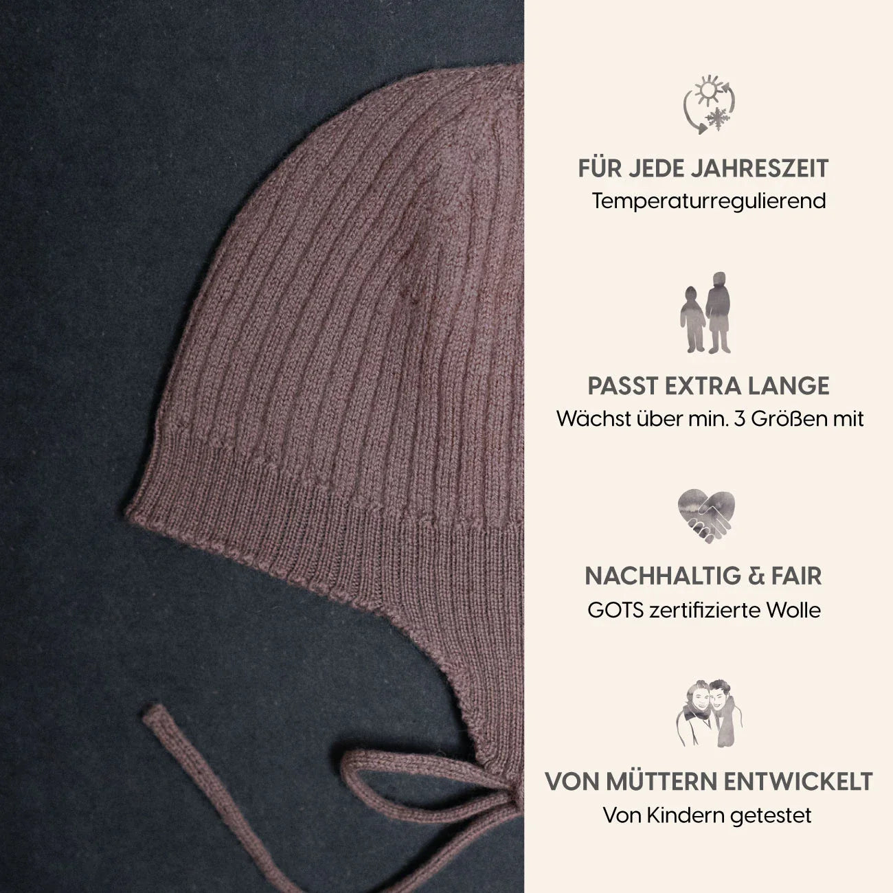 THE WOOLLY BABY HAT - mauve