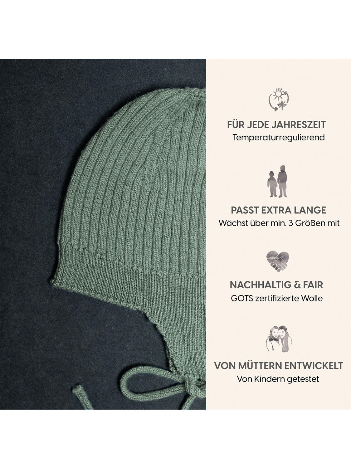 THE WOOLLY BABY HAT - sage