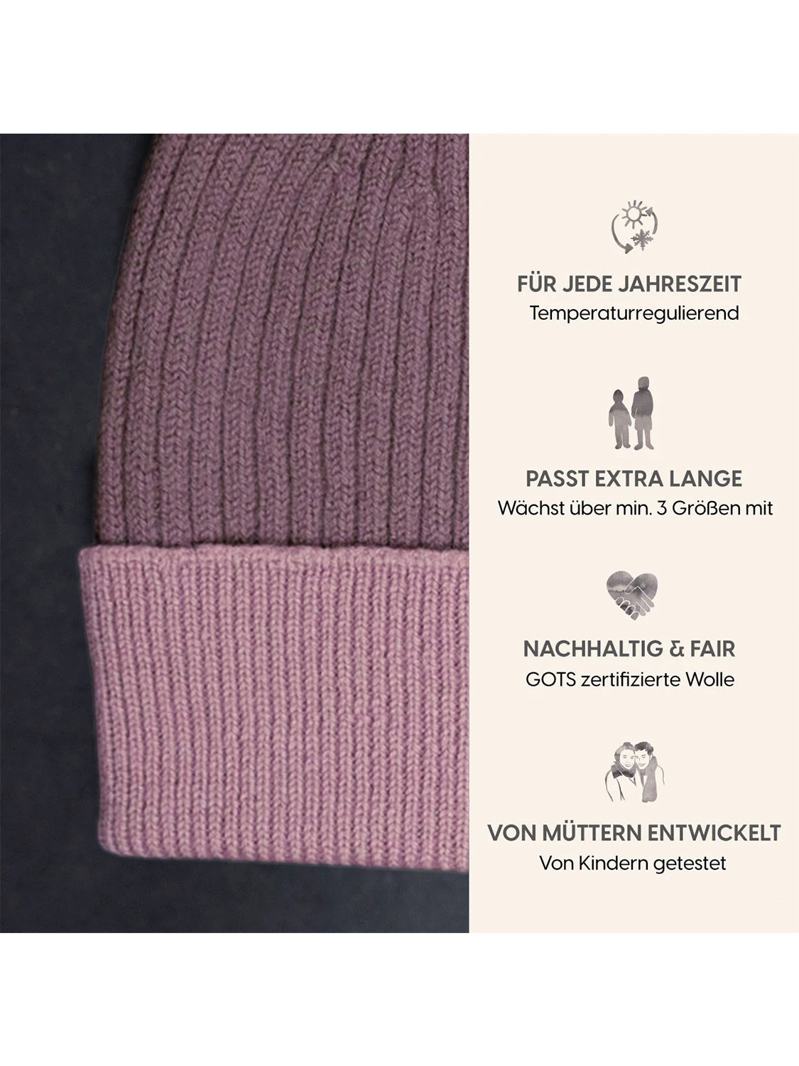 THE WOOLLY BEANIE MULTI - mauve
